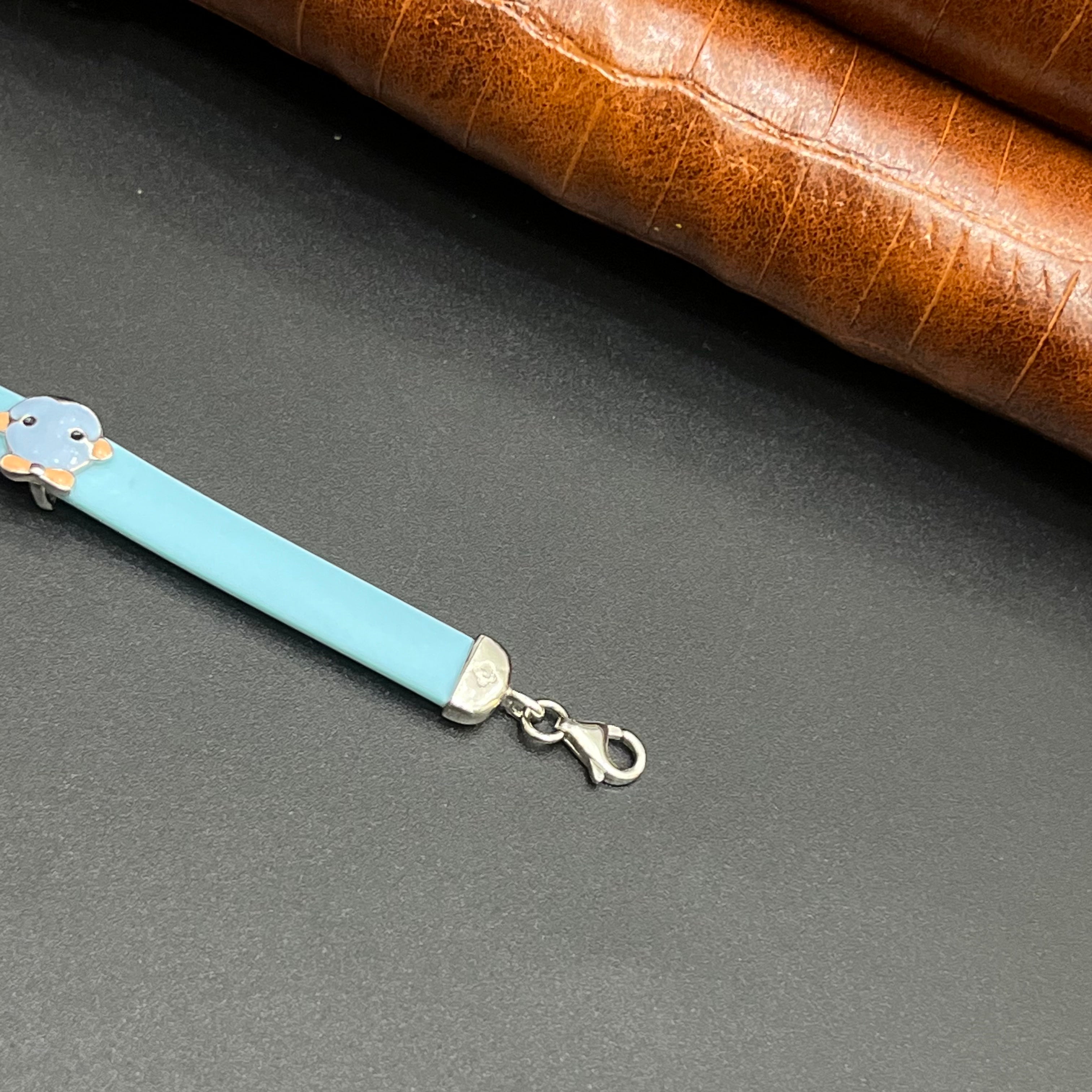 Silver Kids Bracelet Cute Characters Charms Blue Band 925