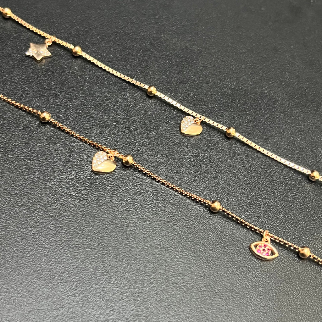Silver Ladies Anklet Fancy Vibe Keys Edition Rose Gold M02 925