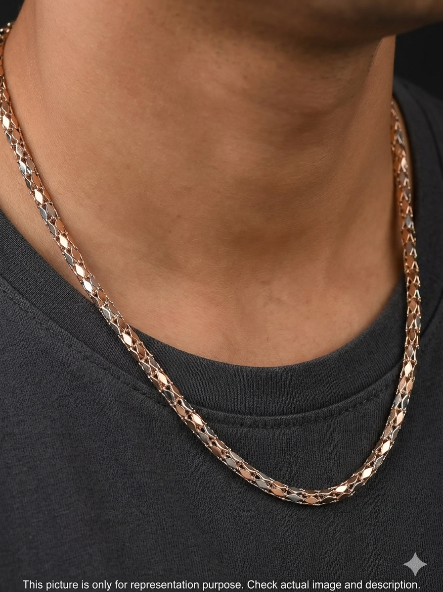 Silver Men's Chain_ Hexo Rosegold Chain