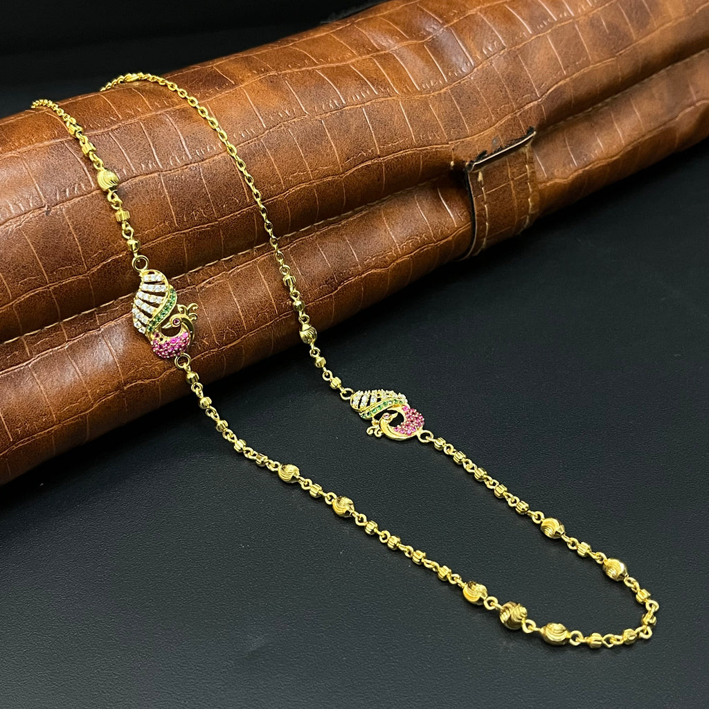 Silver Gold Finished Peacock r Chain Greenz Cz
