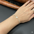 Silver Ladies Bracelet  3 Pearl Stones RG