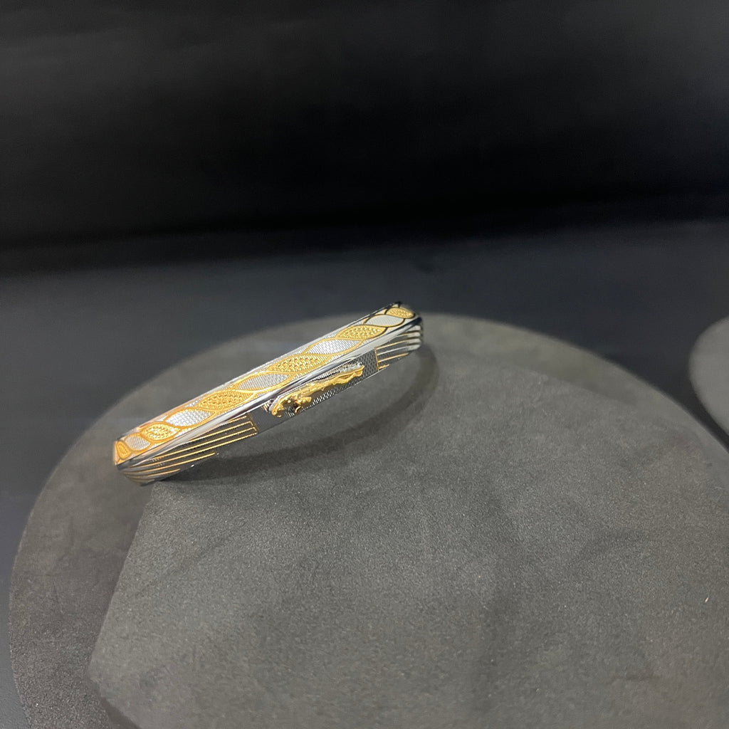 Silver Mens Kada Silver Gold Polish CNC Jaqaur DS 2