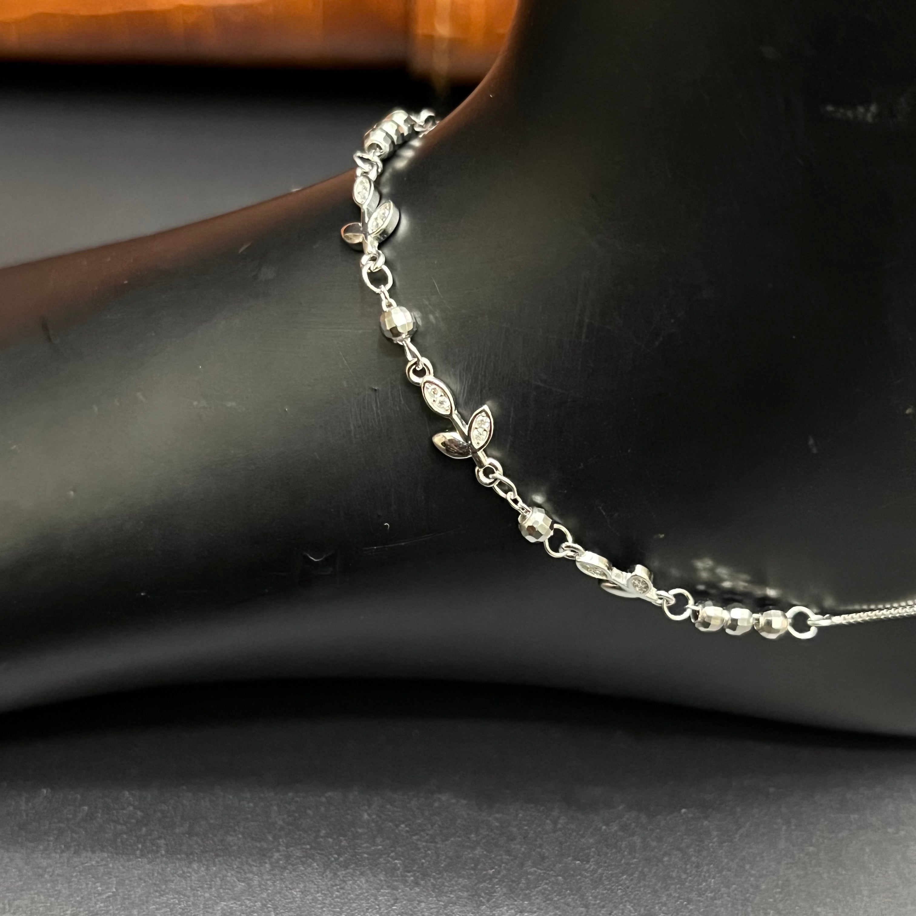 Silver Ladies Anklet Blooming Vine Grace Beeds 925
