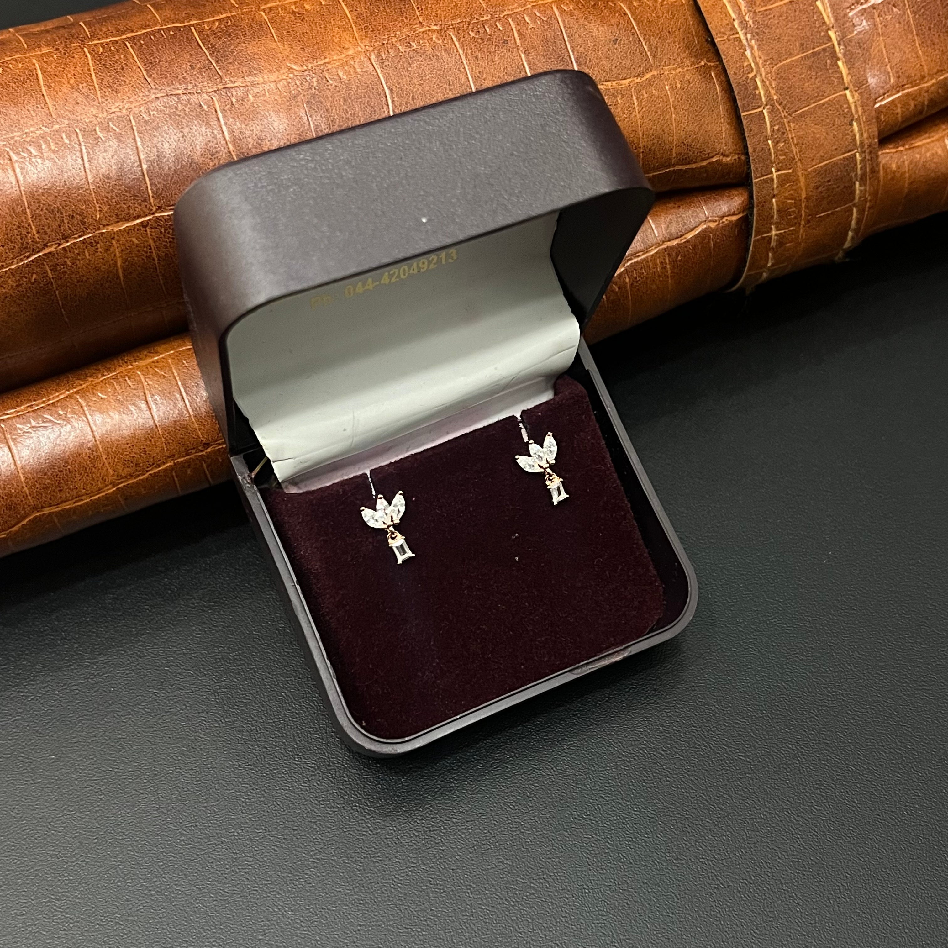 Silver Second Studs Nayanthara Drops Rosegold