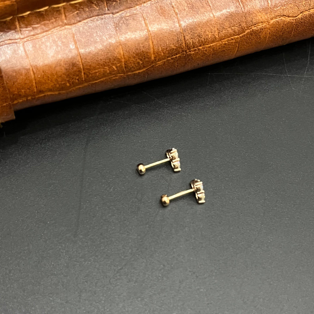 Silver Ladies Second Stud Petal 3Dot Crystal Rose Gold 925