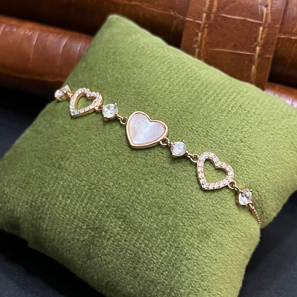 Silver Ladies Bracelet Blush Heart Garden Pink Rose Gold 925