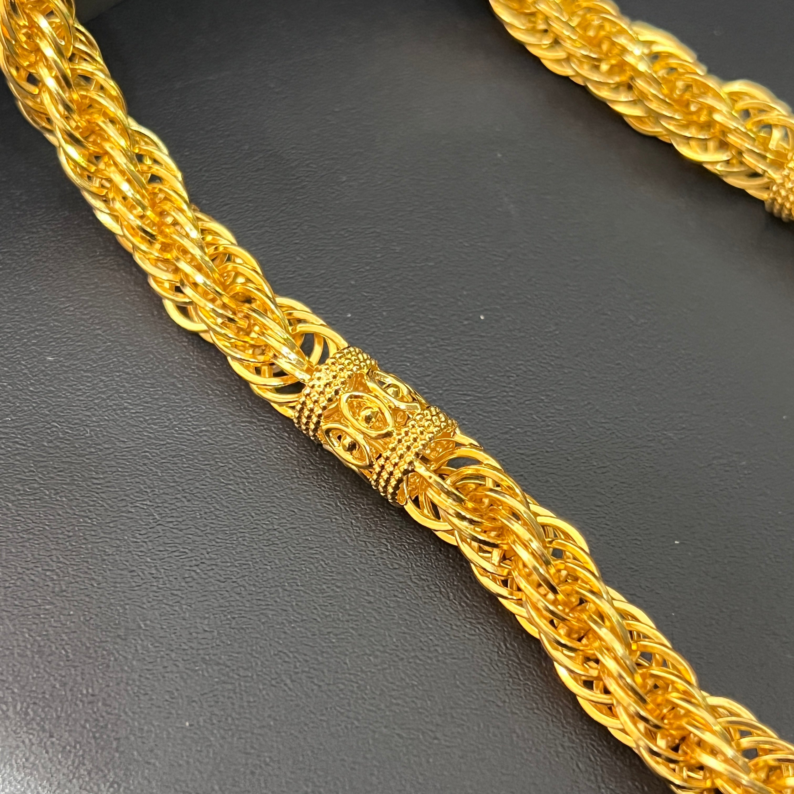 Silver Mens Chain Indo Italian Maharaja Braided Edition Gold Finish 925