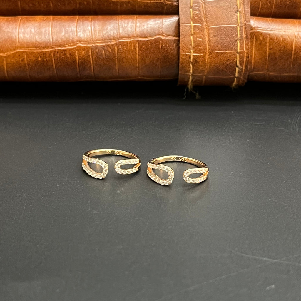 Silver Ladies Toe Rings Oval Rosegold 925