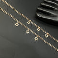 Silver Ladies Anklet Two Line Star Charms RG