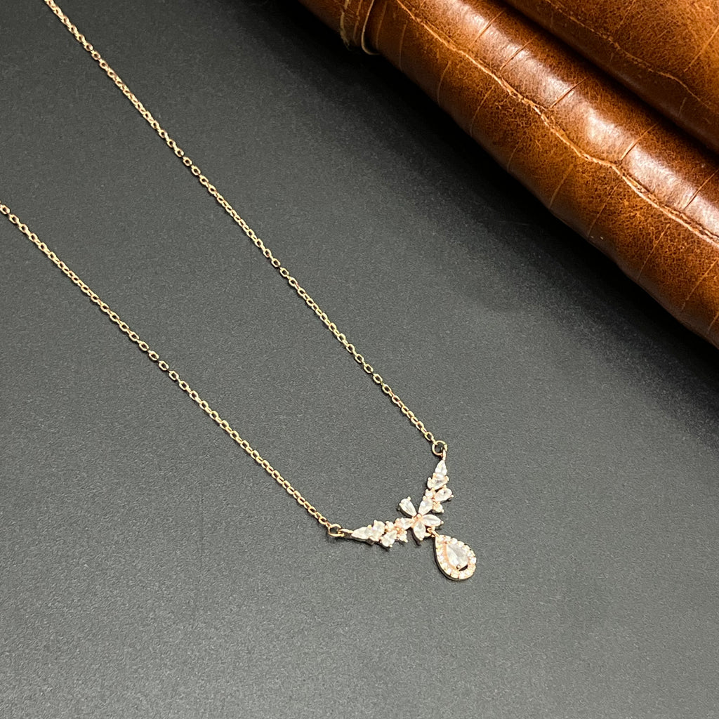 Silver Ladies Pendant Chain Elegant Petal Blossom Drop Rose Gold 925