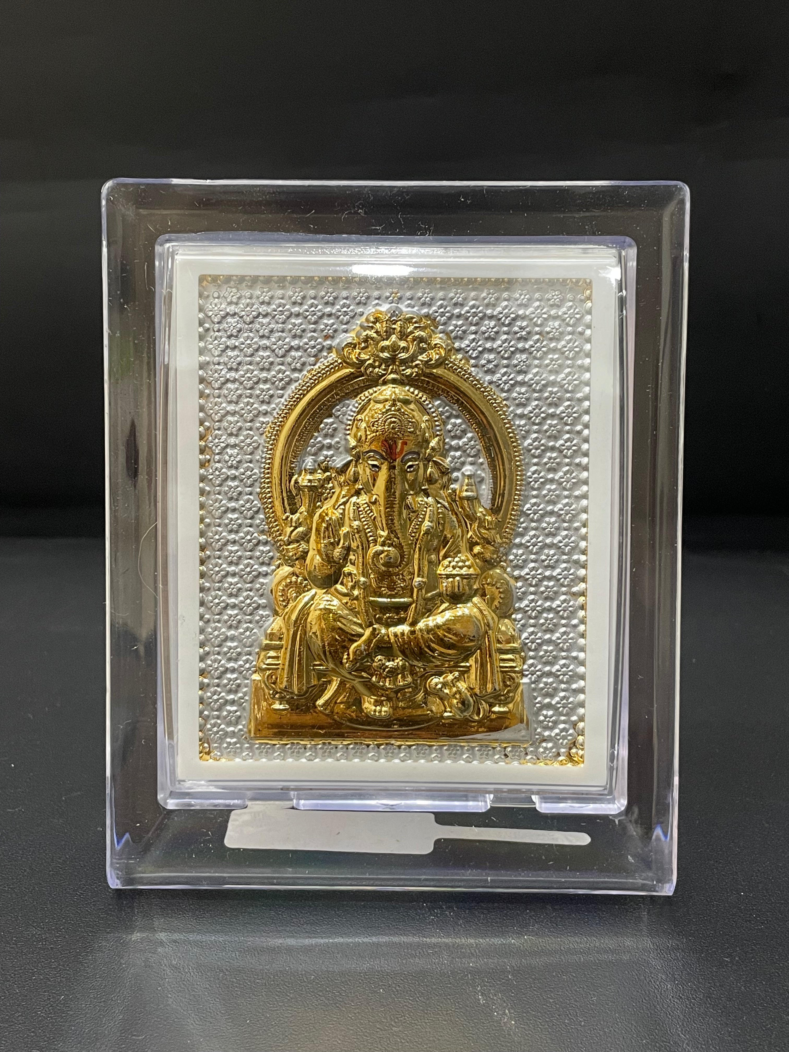 Silver Ganesh Gold Finished Frame 999 S