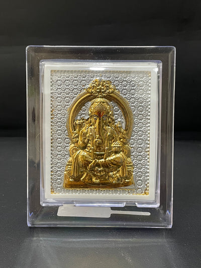 Silver Ganesh Gold Finished Frame 999 S