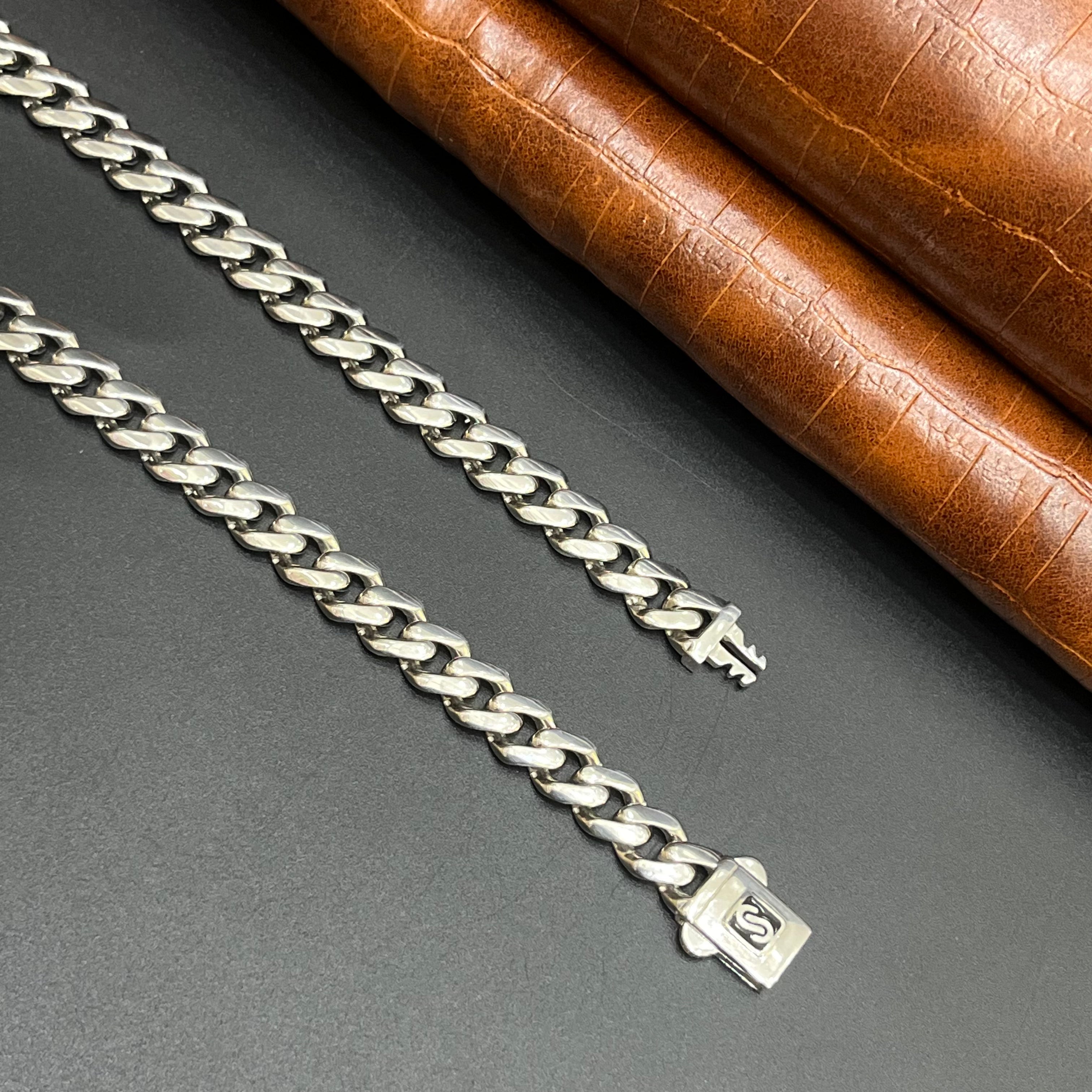 Silver Mens Chain Premium Cuban Style M02 925