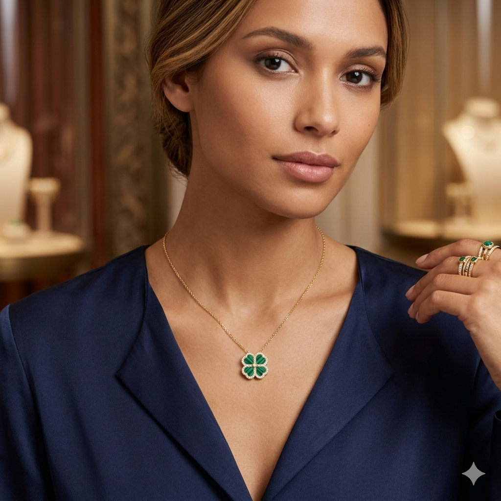 Silver Ladies Chain Clover Gold Finished