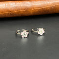 Silver Ladies Toe Rings Pink Flower 925