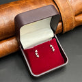 Silver Second Studs 3 Parallel AD stones 925