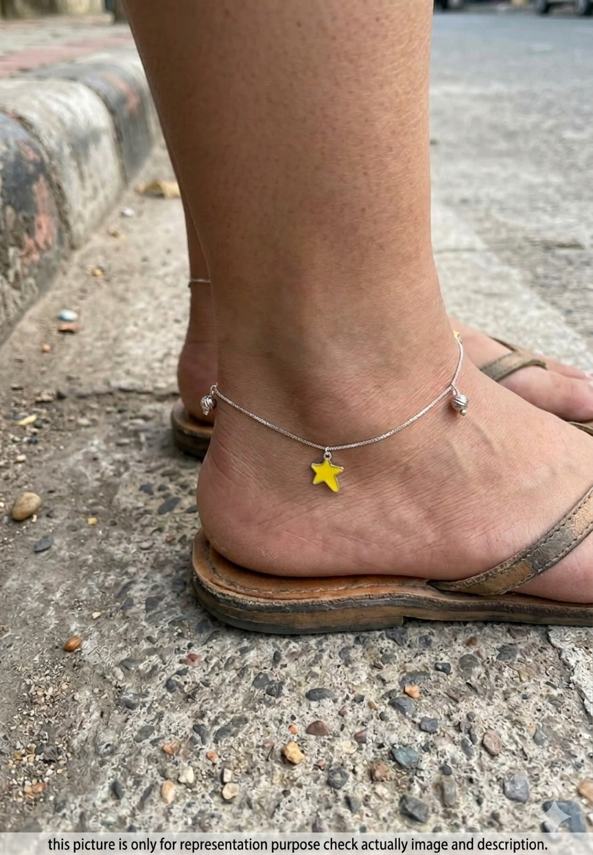 Ladies Silver Star Anklet