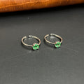 Silver Ladies Toe Rings 925 Green Circle 925
