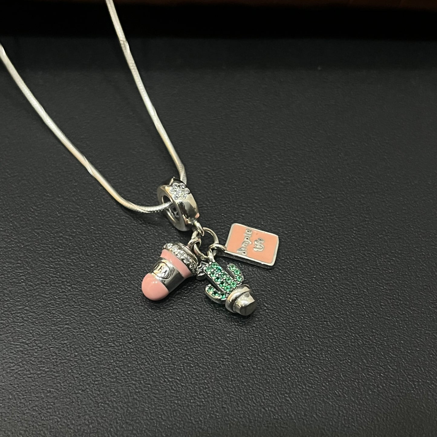 Silver Cactus & Cups Pendant