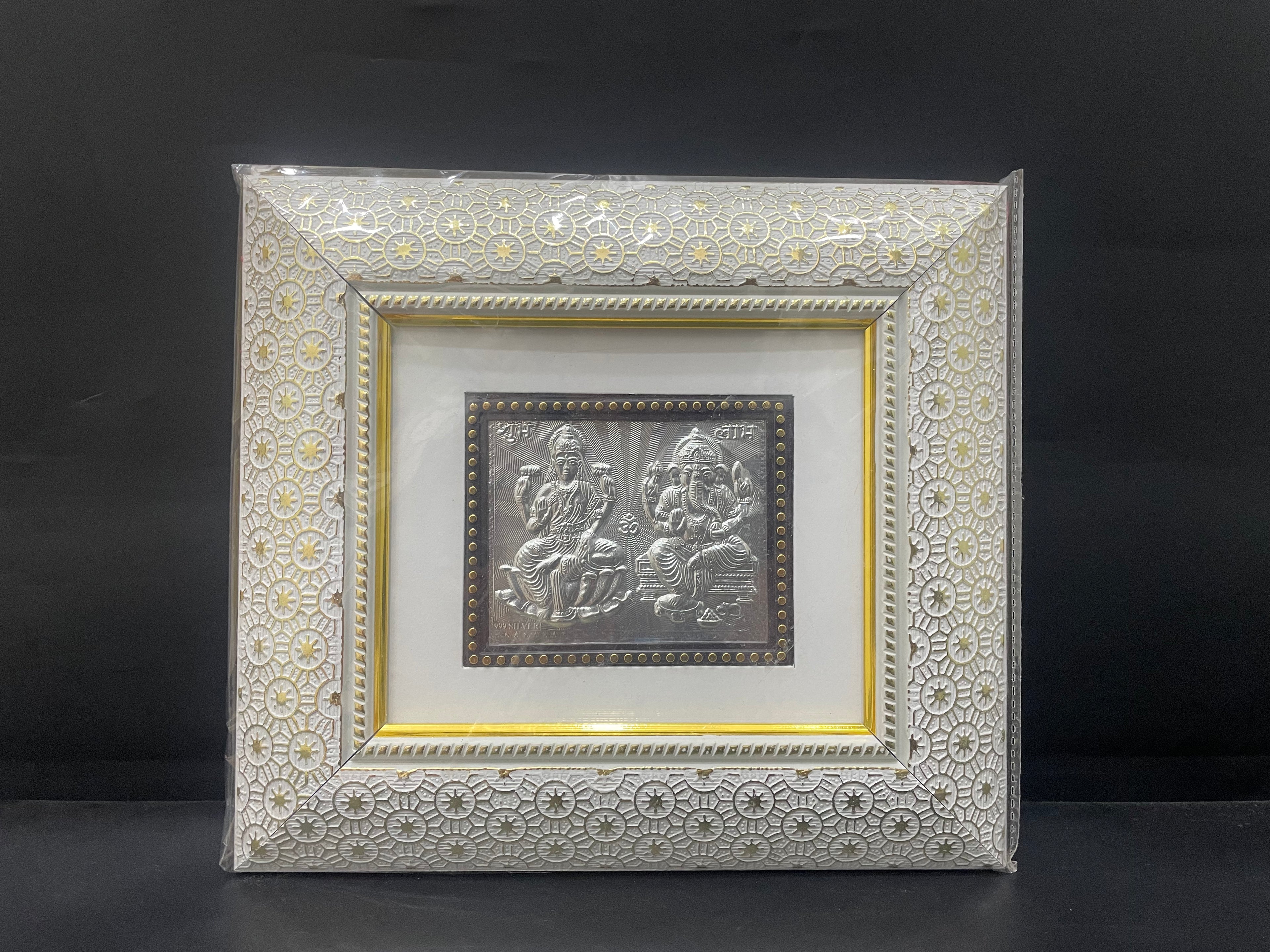 Silver Lakshmi and Ganesh Frame