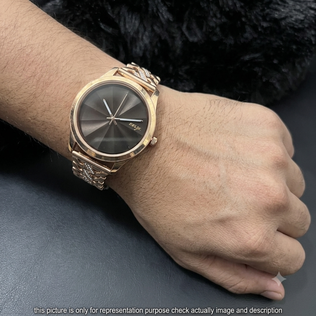 Silver Mens Watch Diamond Bezel Edges Rose Gold 925