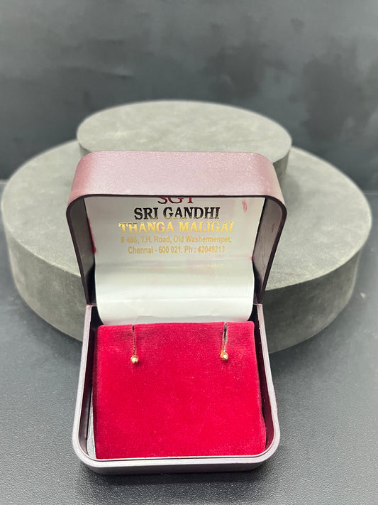 Gold Plain Disco Studs 18K