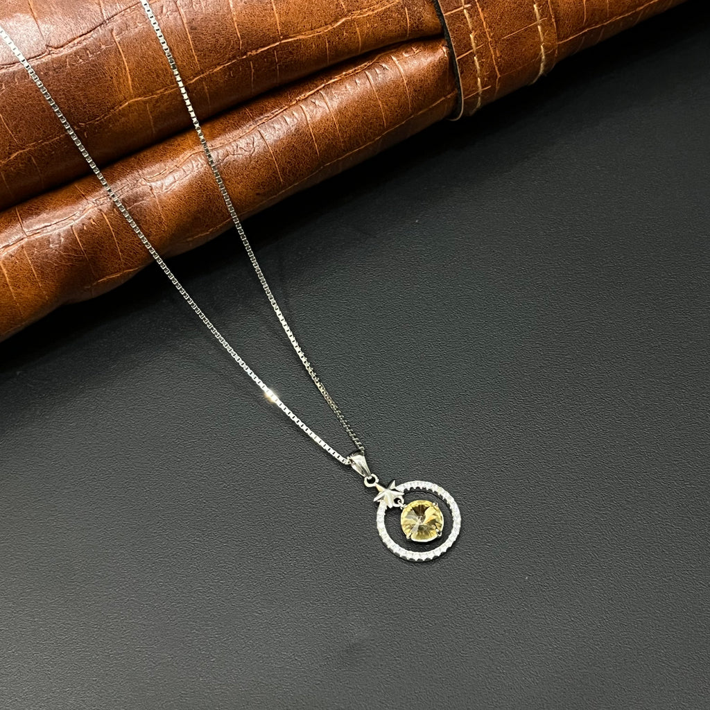 Silver Ladies Chain Saturn Maroon Stone