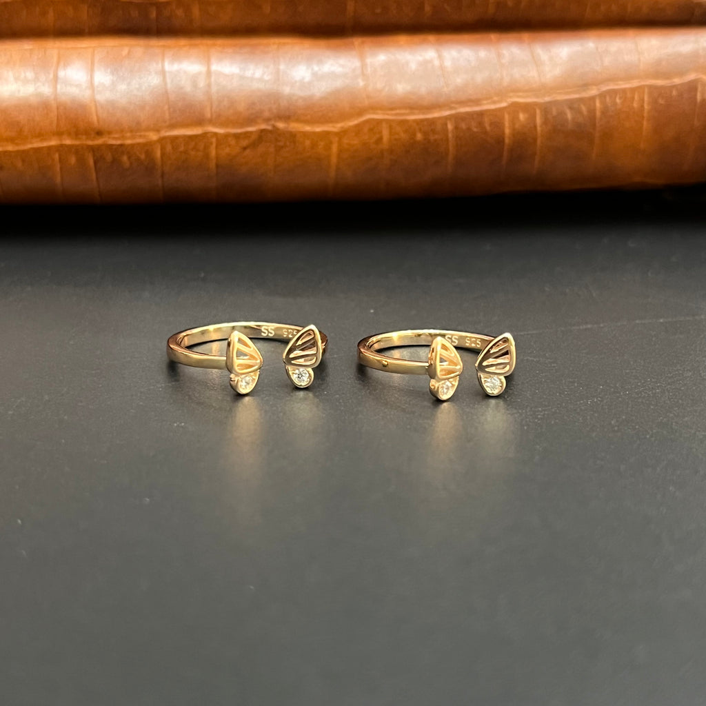 Silver Ladies Toe Rings 925 Trendy Butterfly 925
