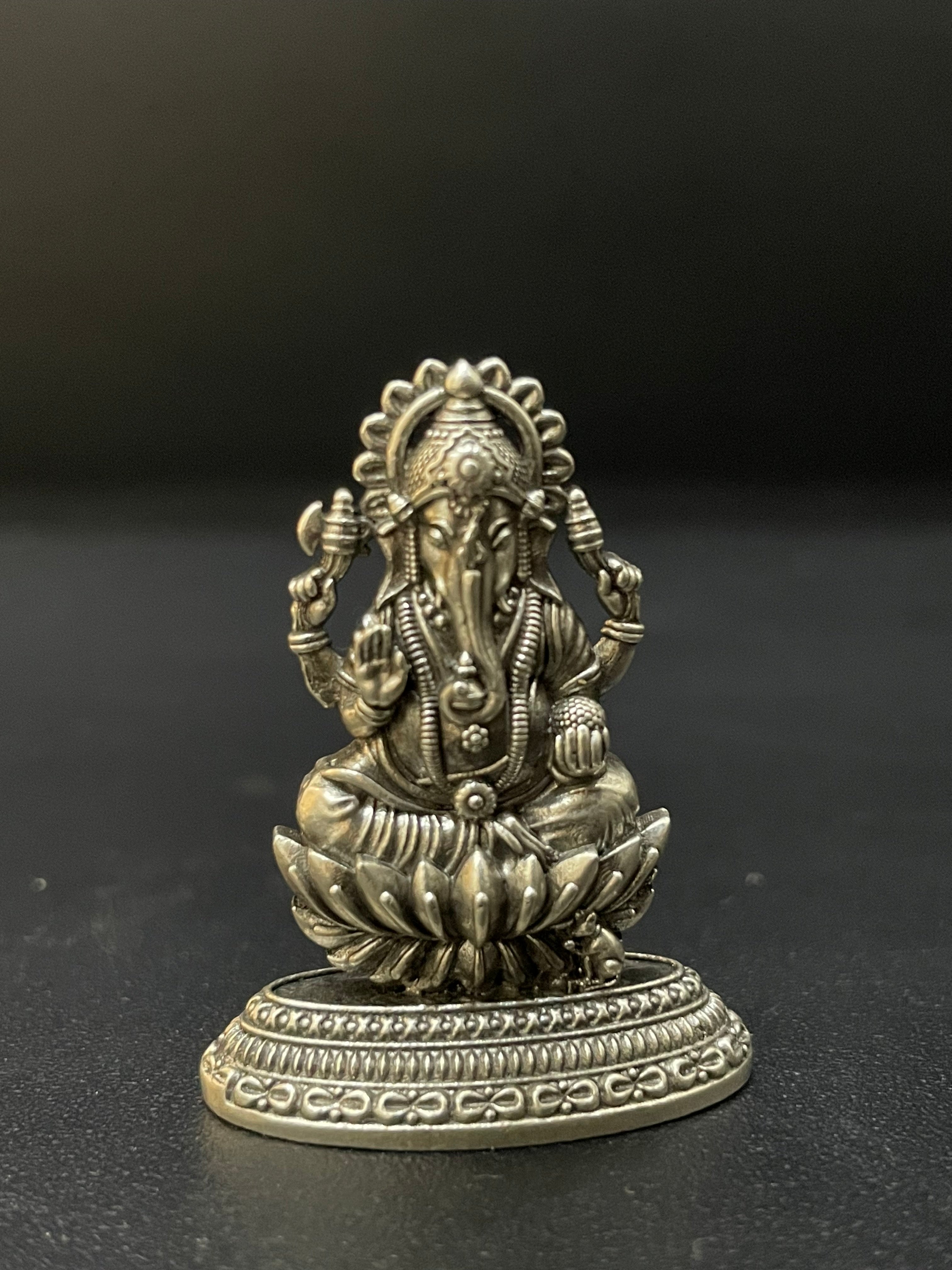 Silver Ganesha Idol Solid Antique