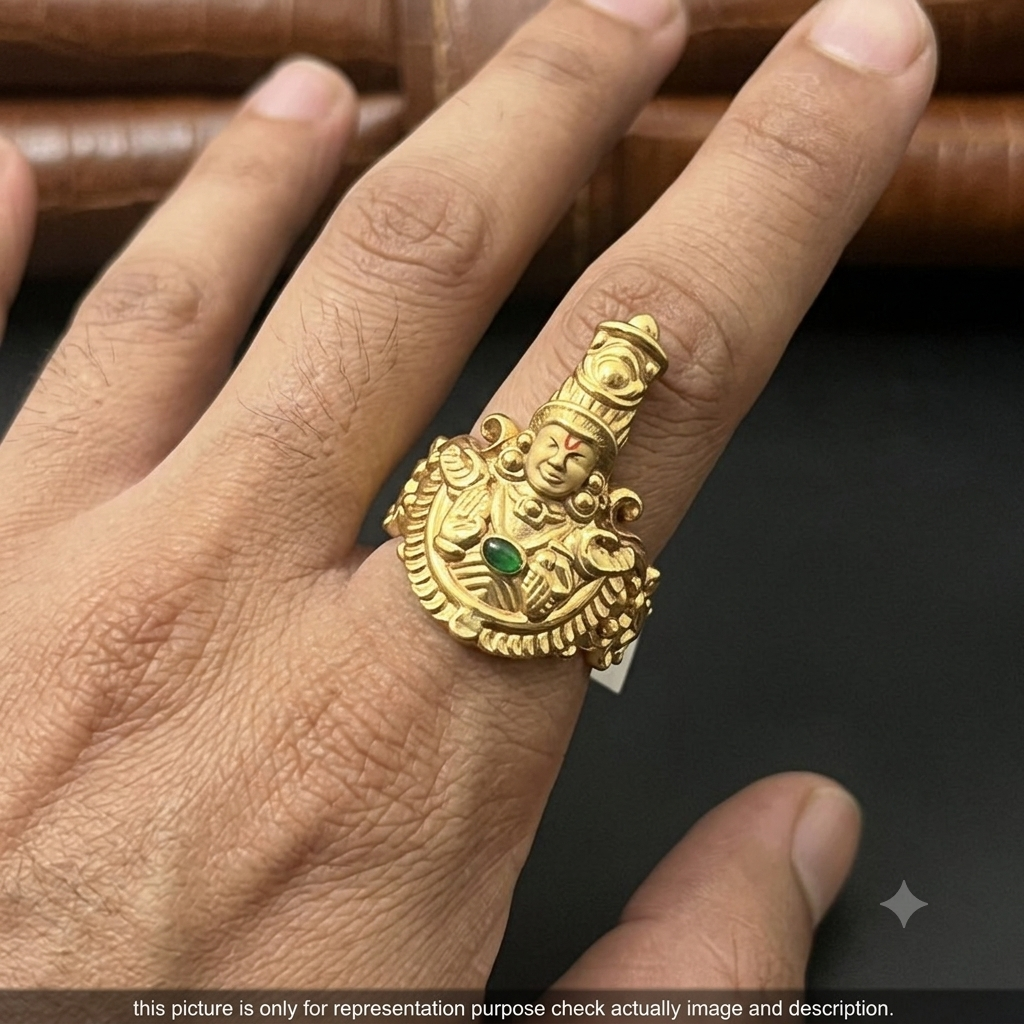 Silver Ring Tirupathi Balaji Gold Finished 925 4