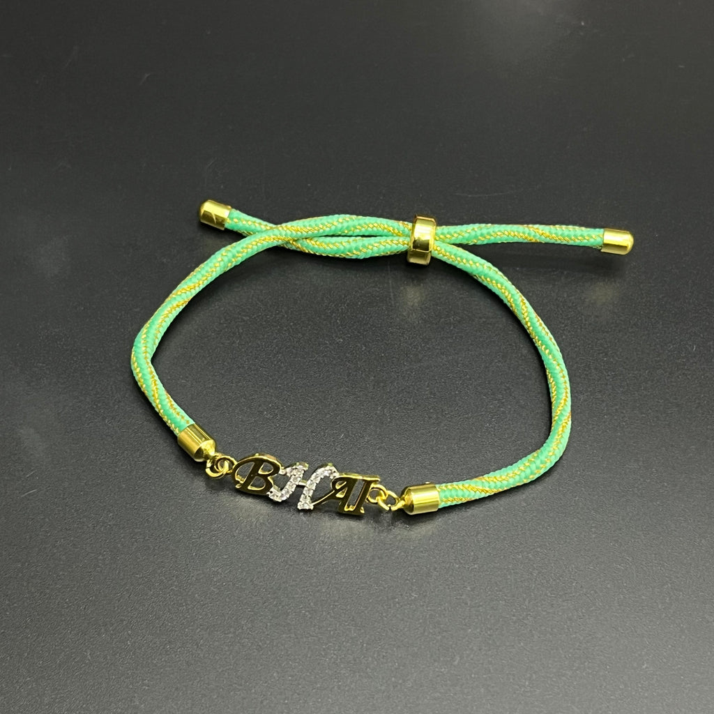 Silver Rakhi Band BHAI Gold Polish 925