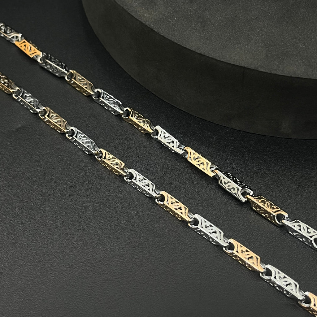 Silver Mens Chain Box Bahubali Rosegold