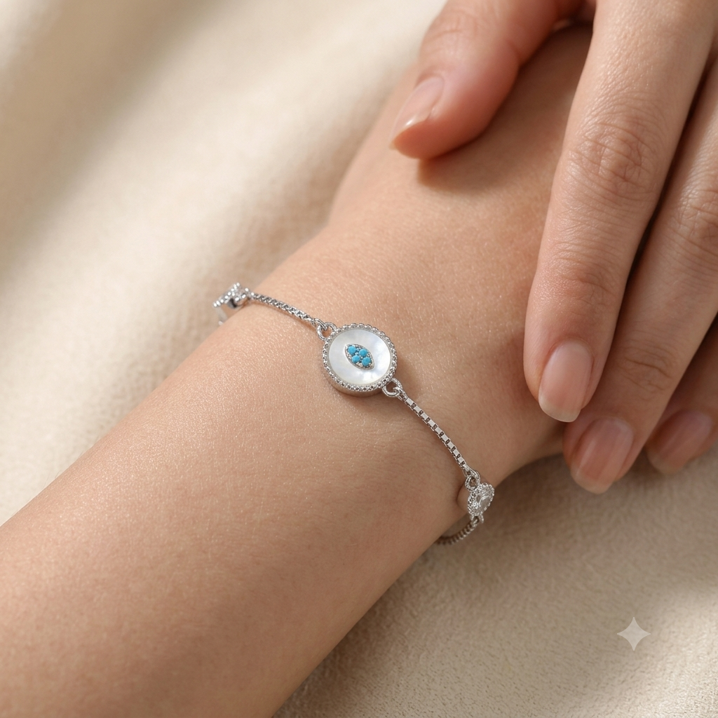 Silver ladies Bracelet Circle MOP 925
