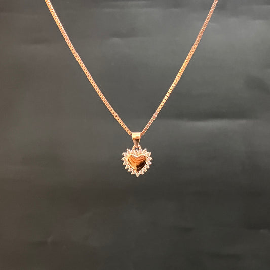 Ladies Pendant Chain Heart Rosegold