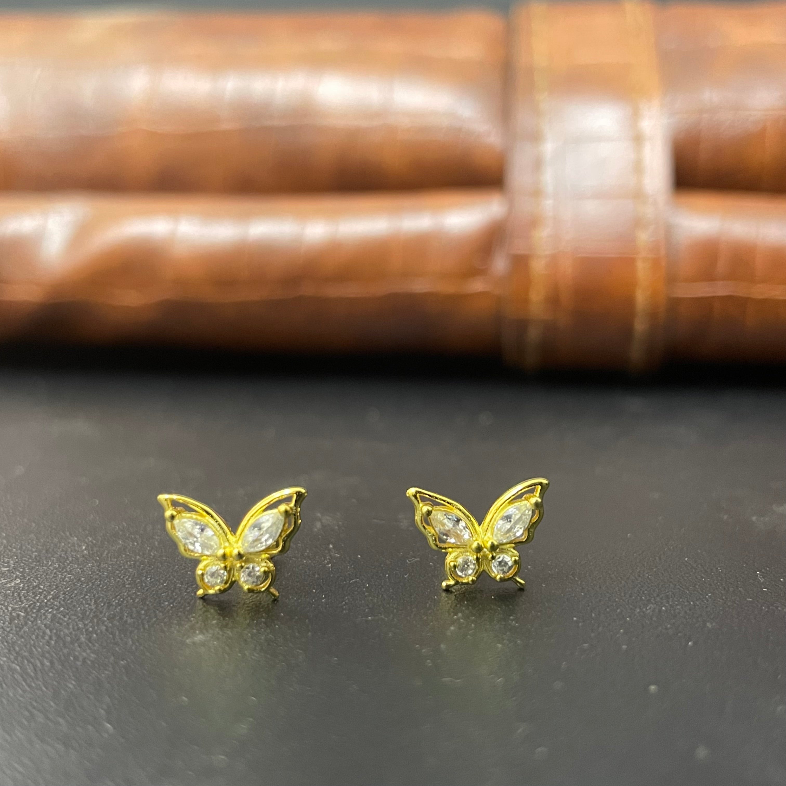 Silver Second Stud Butterfly Gold Finished 1