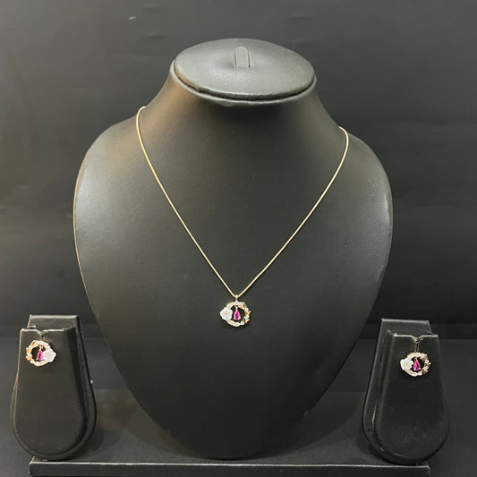 Silver Ladies Pendant Chain & Stud Set Butterfly Drops Rosegold