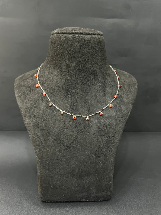 Silver Ladies Swarosvki Chain (Red)