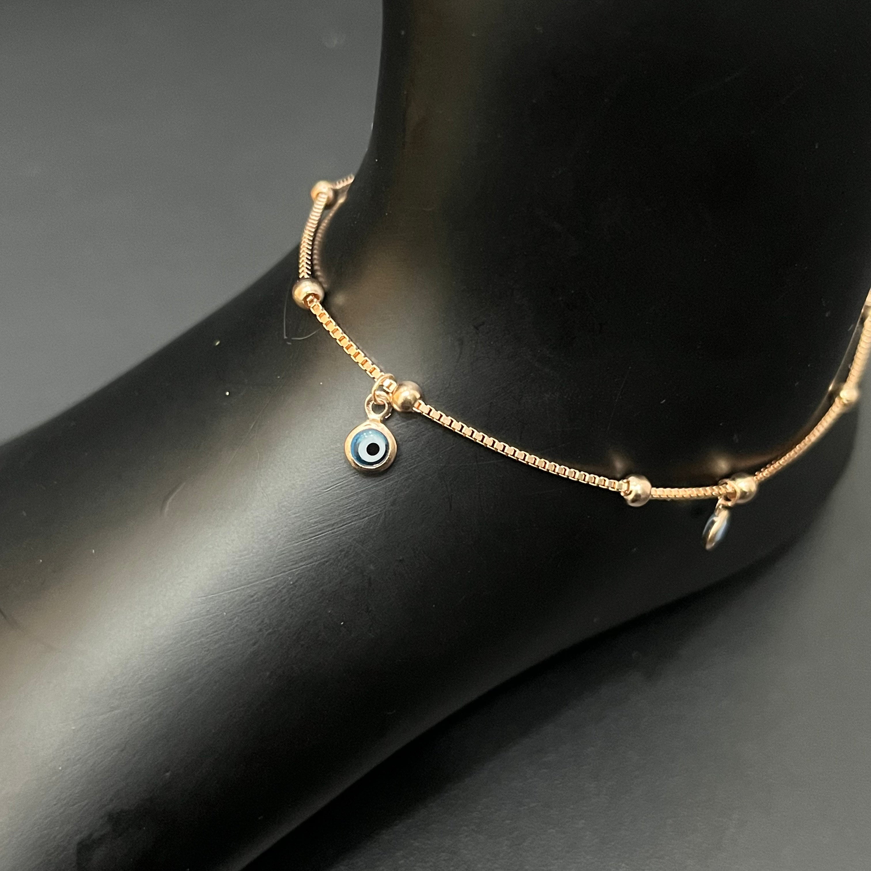 Ladies Silver Anklet  Evil Eye Hangings RG