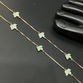 Silver Ladies Anklet Green Butterfly