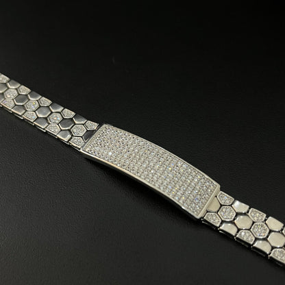 Silver Gents Bracelet Heaxogan Platinum Finished