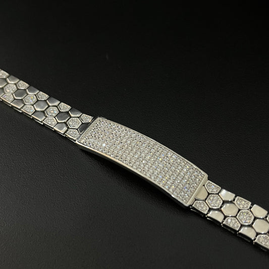 Silver Gents Bracelet Heaxogan Platinum Finished
