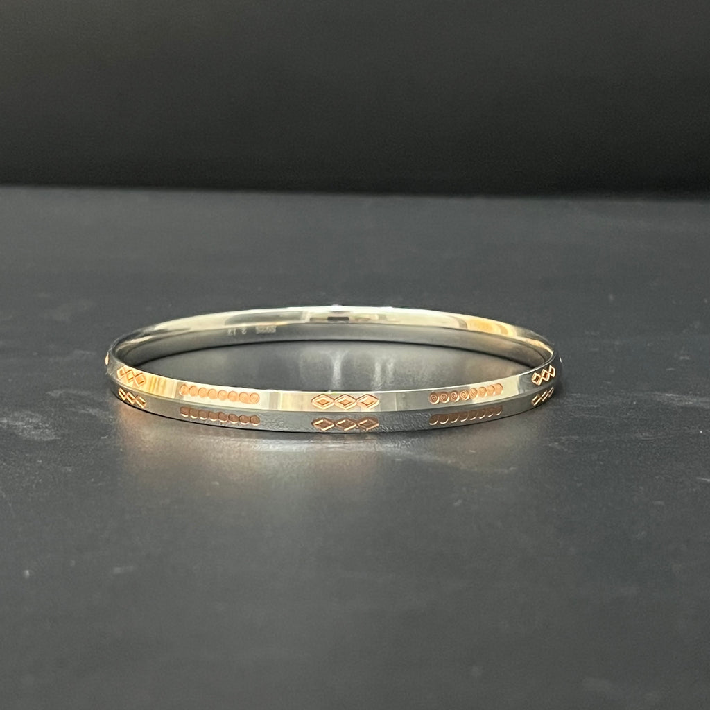 Silver Mens Kada CNC Cutting Dual Tone