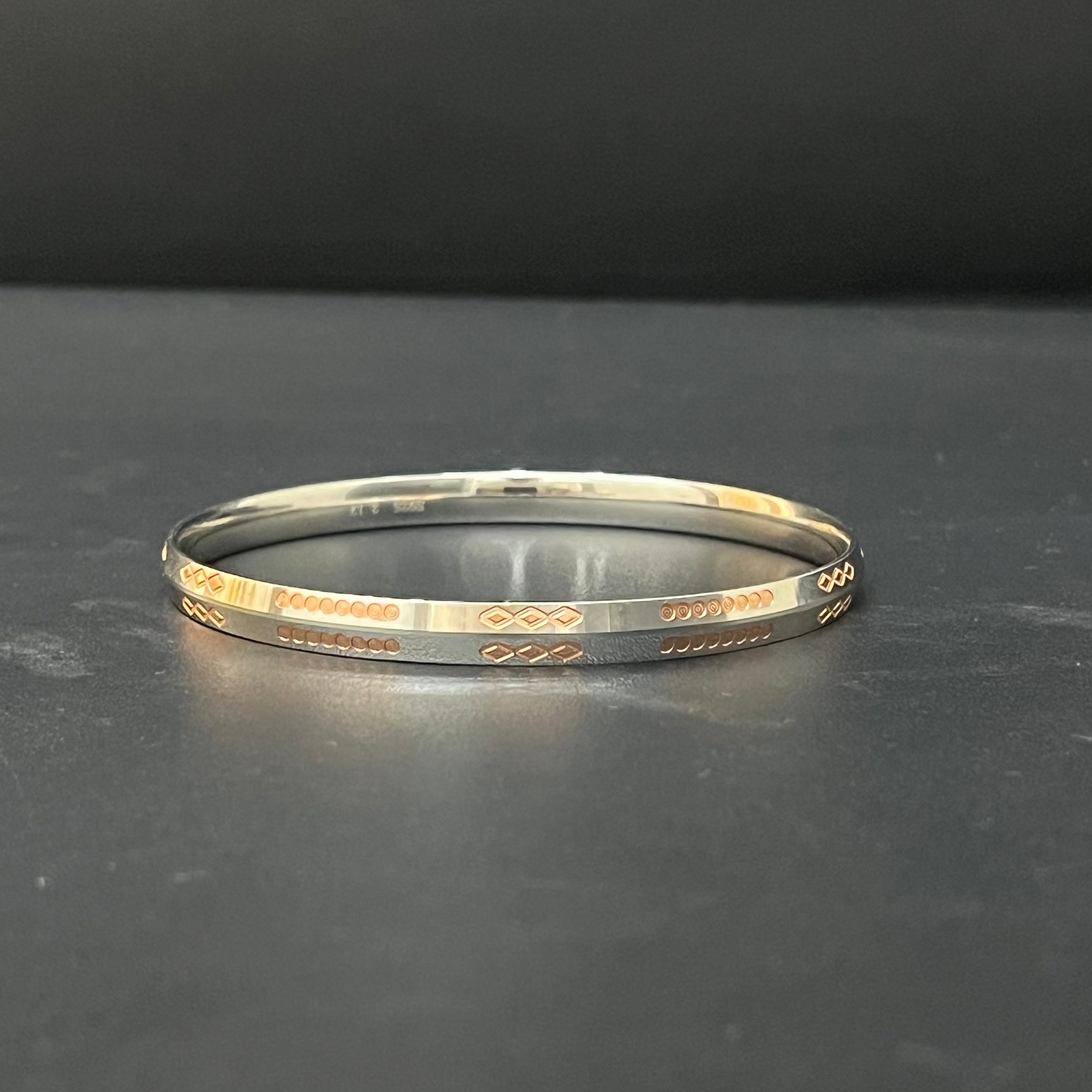 Silver Mens Kada CNC Cutting Dual Tone