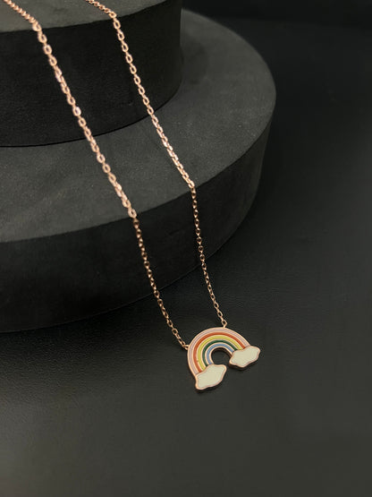 Silver Ladies Pendant Chain Rainbow