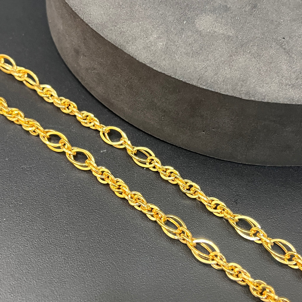 Silver Mens Chain Indo Italian Elite Interlock Oval Link Gold Finish 925