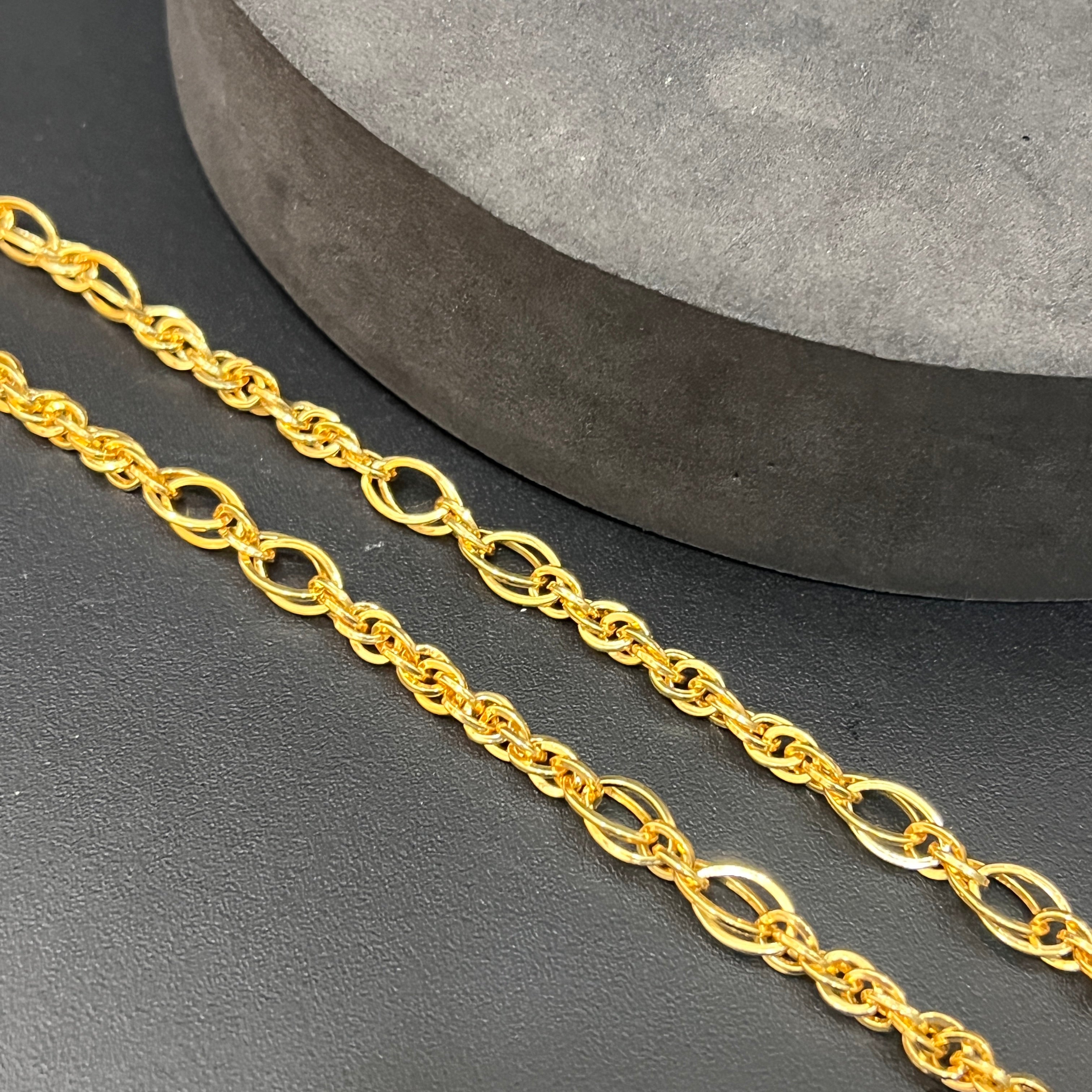 Silver Mens Chain Indo Italian Elite Interlock Oval Link Gold Finish 925