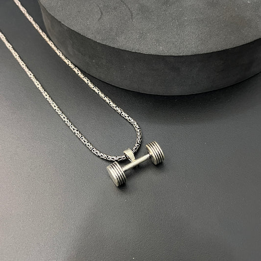Silver Pendant Dumbbell Big