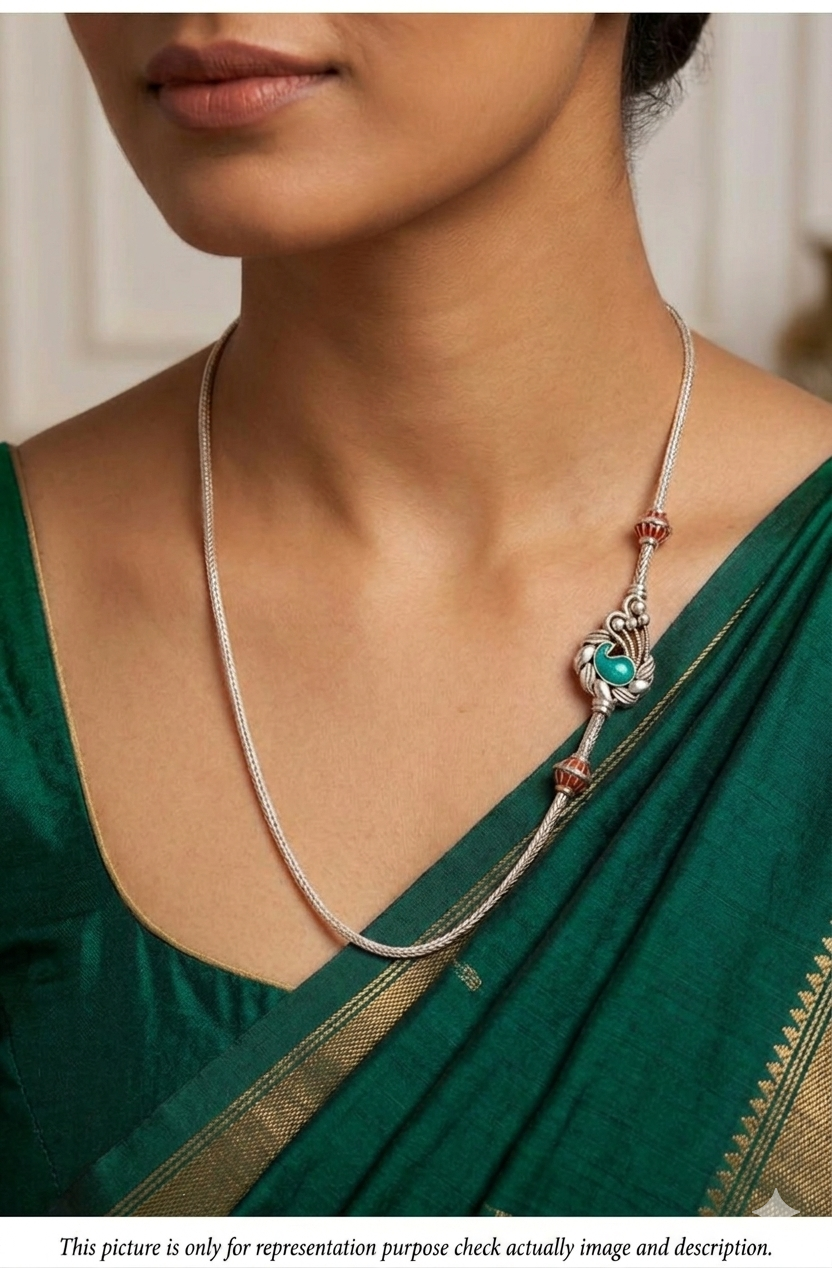 Sliver Thali Saradu Peacock Enamel Silver finished