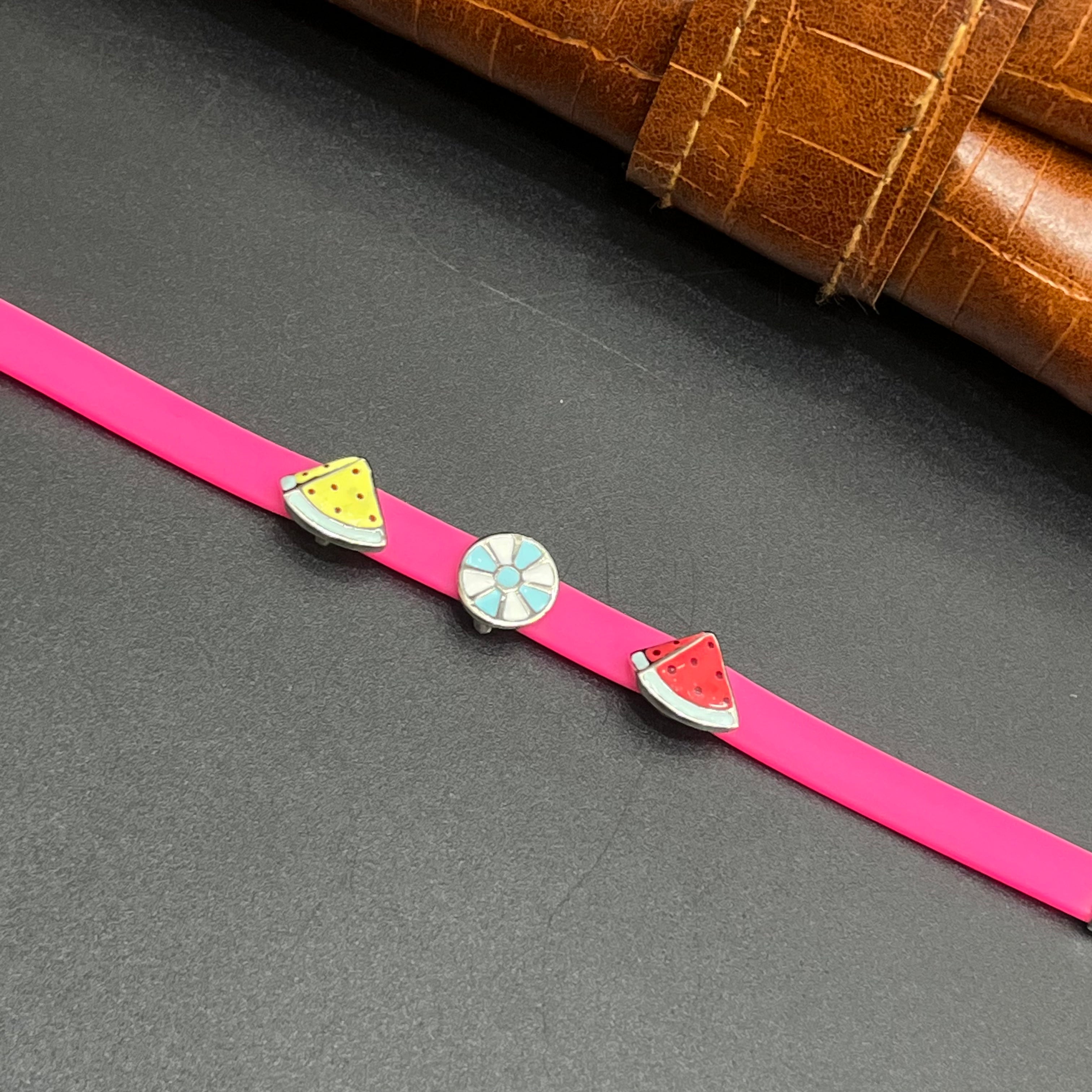 Silver Kids Bracelet Cute Characters Charms Pink Band M02 925