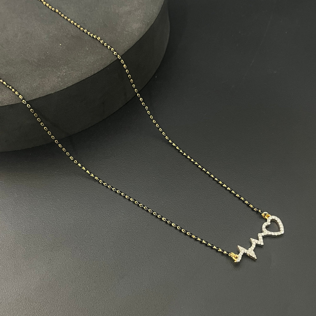 Silver Black Beads Chain Gold Finished